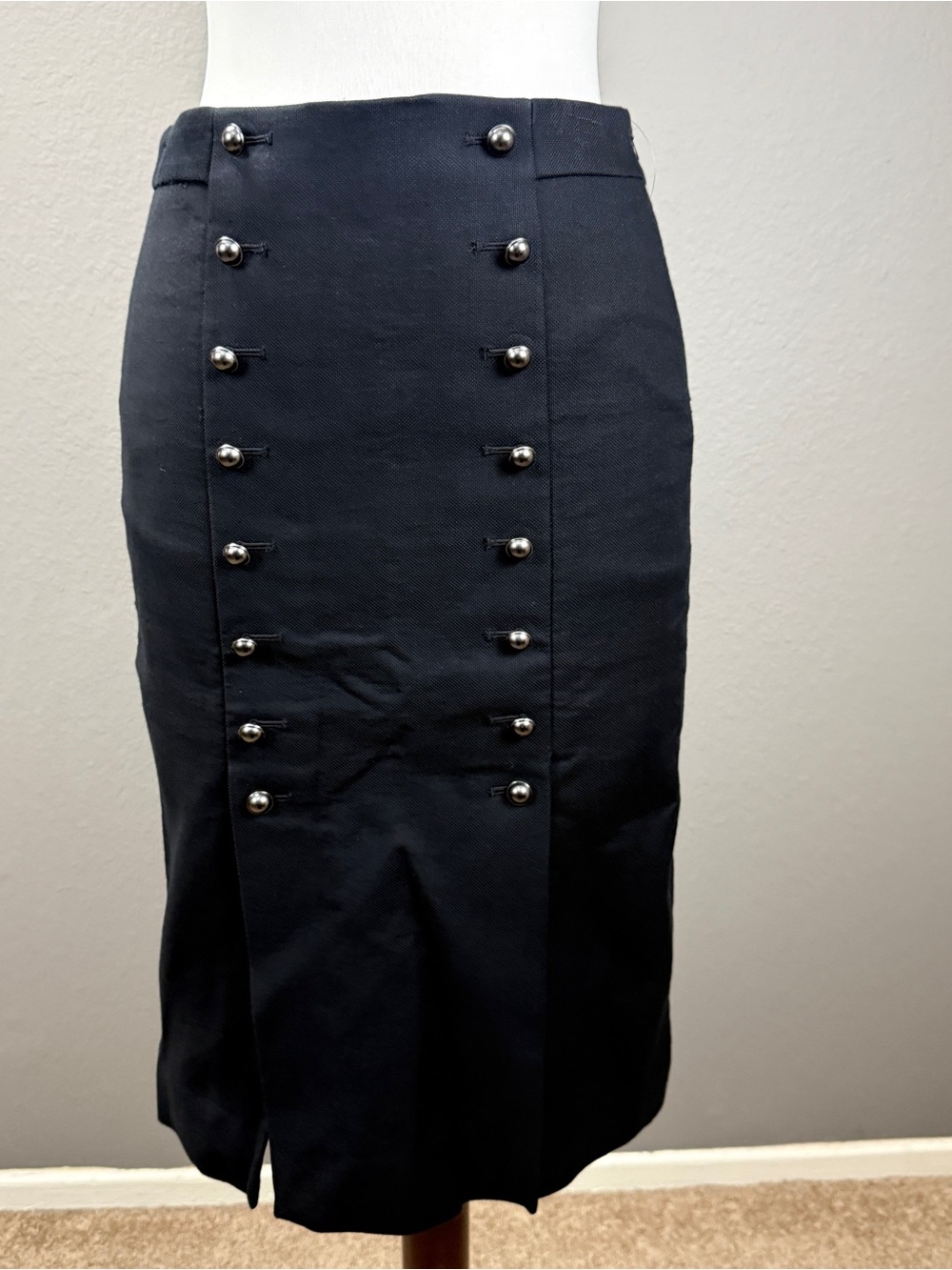 Banana Republic Heritage Collection NWT Black Midi Button Pencil Skirt Sz 2P